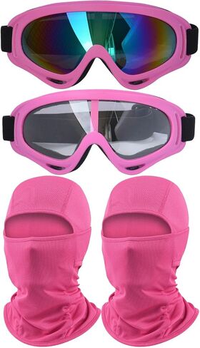 2Pcs Motorcycle Goggles with 2Pcs Balaclavas, Dirt Bike ATV Motocross Riding Racing Ski Goggle Safety Glasses in Kuwait