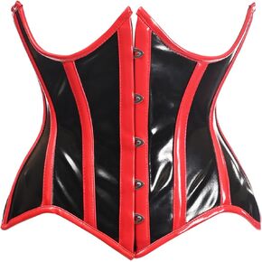 Daisy corsets Womens Top Drawer Black/Red Vinyl Patent Pvc Underwire Curvy Cut Cincher CorsetCorset