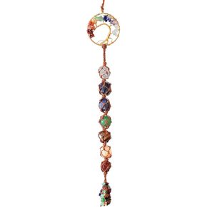 Tree of Life Hanging Chakra Stones, Crystals and Healing Stones Chakra Ornaments for Christmas Tree, Witchy Gifts, Dream Catchers and Meditation Accessories 7 Chakra Decor