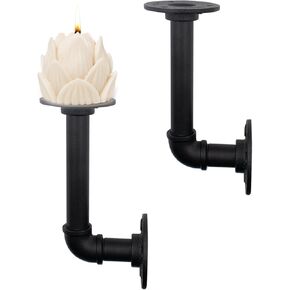 2 PCS Black Metal Wall Candle Sconce Holder Wall Mount Candle Holder Pillar Holder Wall Candle Sconces Hanging for Living Room Bathroom Dining Room Farmhouse Fireplace Wedding Wall Decoration