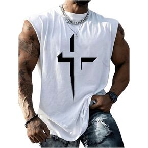 WDIRARA Men's Graphic Print Mock Neck Sleeveless Tank Top Summer Casual Top