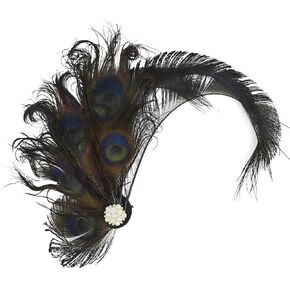 Fascinator 1920s Peacock Feather Flapper Headdress Wedding Hair Clip Party Headwear