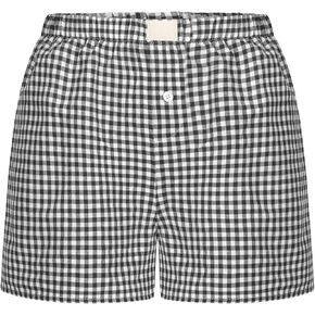 Gingham Boxer Shorts for Women Trendy Summer Y2k Low Rise Lounge Shorts Coquette Pajama Shorts Preppy Clothes