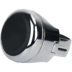Stainless Steel Steering Wheel Spinner Sport Maneuvering Knob Cow Leather Cover Swivel Suicide Knob Universal Fit for Cars, Trucks, Boats (Black)