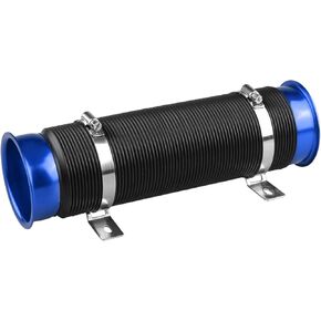 Sporacingrts Universal Multi Adjustable 77mm Flexible Cold Air Intake Pipe Inlet Hose Turbo Multi Flexible Air Intake Pipe Silver Connector Compatible with Universal Car