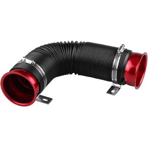 Sporacingrts Universal Multi Adjustable 77mm Flexible Cold Air Intake Pipe Inlet Hose Turbo Multi Flexible Air Intake Pipe Silver Connector Compatible with Universal Car