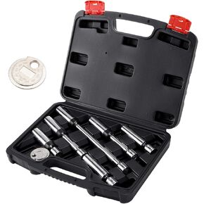 6 PCS 3/8 Inch Drive Magnetic Swivel Spark Plug Socket Set, with Spark Plug Gap Tool, Spark Plugs Socket Set with 6 Point&12 Point, Socket Size 5/8" 9/16" 14mm 16mm, CR-V Steel