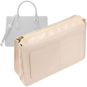 Vercord Purse Organizer Insert with Zipper for Women Hobo Handbags Shaper Insert 12 Pockets Bag Grey Large