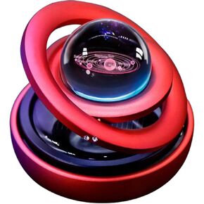 Car Diffuser Solar Energy, Crystal Ball Solar Rotating Aromatherapy for Car Interior Autorotation Decoration Accessories for Car, Family, Vehicle, Vacation (Black)