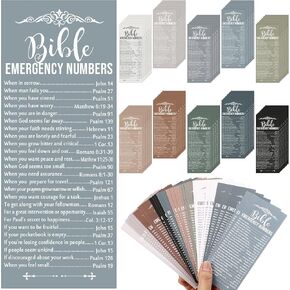 100 Pcs Bible Emergency Numbers Bookmark Christian Back to School Gift Religious Bible Verse Bookmark 2.36 x 6'' Christian Bookmarks for Church Welcome Gifts Sunday School Prizes Gifts(Brown)