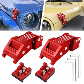 Hood Latches, Aluminum Hood Catch kit with U.S Flag Style Compatible with 2007-2018 Jeep Wrangler JK JKU Unlimited & 2018-2020 Jeep Wrangler JL JLU, Hood Catches Lock, Black