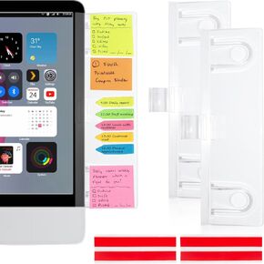 Barelove Computer Monitor Memo Board Document Holders, 3 PCS (Left & Right & Top) Transparent Acrylic Screen Message Pad with Paper Clip, Reminder Side Panels Organizer for Office with Sticky Note