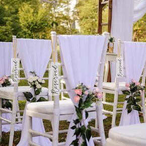 6 Pieces Reserved Signs for Wedding Chairs, Catcan Reserved Seating Signs with Gloden Hanging Rope Acrylic Reserved Chair Hanging Sign for Wedding Church Pews Restaurant Chairs (Black Letter)