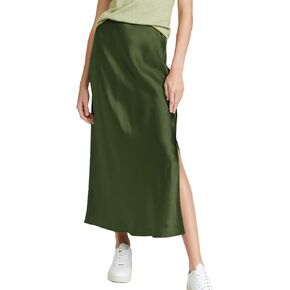 تنورة نسائية طويلة من الساتان متأنقة لصيف 2024 تنانير طويلة أنيقة من الحرير بخصر عالٍ على شكل حرف A in Kuwait