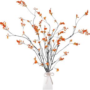 Sggvecsy 47.2’’ 4Pcs Fall Artificial Ficus Branches Artificial Fall Stems Faux Ficus Twig Plants Fake Leaf Fall Eucalyptus Branches for Thanksgiving Autumn Home Office Wedding Vase Filler Decoration