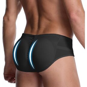Mens Padded Underwear Butt Enhancer High Waisted Shapewear Butt Lifter Boxers with Detachable Pads