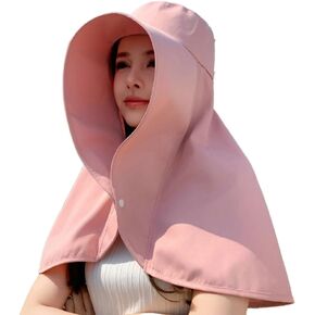 Sun Hats for Women Sun Protection Wide Brim Shawl with Neck Flap Hiking Visor Hat Outdoor Summer Beach Pink