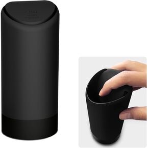 Ajxn 1 Pack Portable Car Trash Can with Lid, Washable 3R Soft Silicone Truck Console Garbage Barrel for Receipts Wrappers Papers, Universal Durable Vehicle Storage Container for Most Cars (Black)