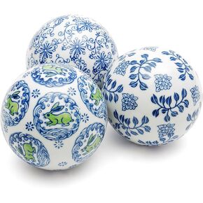 مجموعة كرات بورسلين مزخرفة باللونين الأبيض والأسود مقاس 4 بوصات من Oriental Furniture