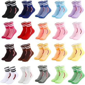 20 Pairs Women‘s Colorful Cotton Athletic Crew Socks Casual Soft Lightweight Quarter Socks