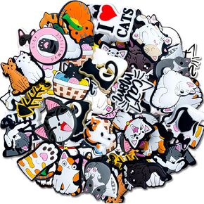 20 35Pcs Cat Shoe Charms Fit for Croc Clog Sandals Decoration, Cute Cat Shoe Charms for Kids Teens Party Favor