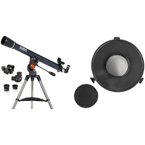 Celestron - AstroMaster 70AZ Telescope - Refractor Telescope - Fully Coated Glass Optics - Adjustable Height Tripod – Bonus Astronomy Software Package
