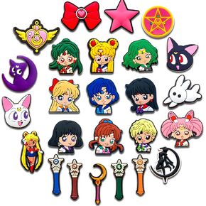 25Pcs Cartoon Shoe Charms for Clog Slides Sandals, Cute Anime Shoe Accessories for Party