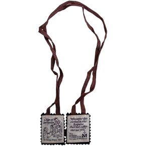 Brown Scapular of Mount Carmel - 100% Wool - Our Lady and Saint Simon - Available in Packs - Handmade Quality