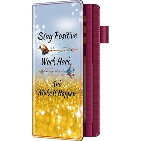 bvya Pattern Printed Leather Checkbook Cover - Personal RFID Blocking Check Book Credit Card Holder Wallet for Men and Women