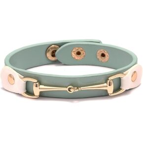 سوار جلدي للنساء بسيط من الجلد الصناعي أساور ملفوفة باللون الأزرق والبني والأخضر سوار معصم هدايا جالانتينز in Kuwait