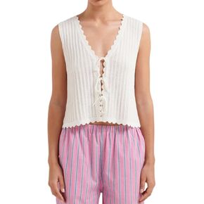 Women Y2k Crochet Vest Top Vintage Button Down V Neck Sleeveless Knit Tank Top Casual Hollow Out Crop Top Streetwear
