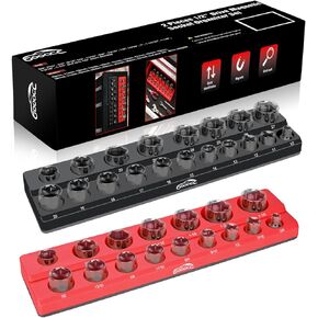 GOOACC Magnetic Socket Organizer Set, 6 Pieces Magnetic Socket Holder 1/2", 1/4", 3/8" Drive Metric & SAE Socket Tool Set, Socket Organizer Tray for Tool Box Drawer Holds 143 Standard Sockets