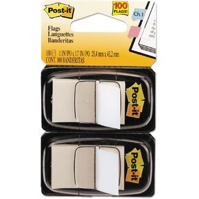 3M Post-It Flags in Dispenser, 1-Inch x 1-3/4-Inch , White, 100 Flags/Pack (680WE2)