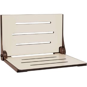 Seachrome Silhouette Folding Wall Mount Shower Bench Seat, Black Seat with Silver Frame
