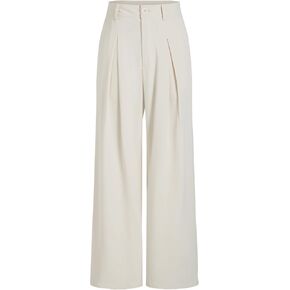 CIDER Milk Tea Pleated Wide Leg Trousers