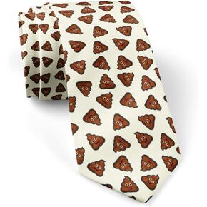 ( Happy Poop Icon ) Fashion Novelty Necktie, Conversation Neckwear Ties Great for Party and Events
