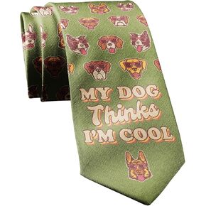 My Dog Thinks Im Cool Necktie Funny Neckties for Men Cool Dog Tie Mens Novelty Neckties