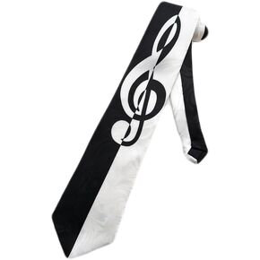 Men's Bold Treble Clef Neck Tie One Size Black/White