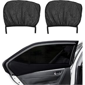 2 PCS Car Window Shades, 25"×19.7" Breathable Mesh Auto Rear Side Window Sunshade for Heat & UV Rays Protection, High Stretchy Window Cover Screen for SUV, Car Accessories