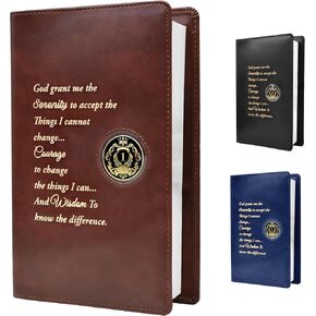 Single AA Big Book Cover | by Galileo | Perfect Gift | Alcoholics Anonymous (Single/Serenity Prayer/Navy Blue)