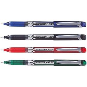 Pilot Hi-Tecpoint V10 Grip Liquid Ink Rollerball Pen - Medium Tip - (Blue, Black, Red, Green)