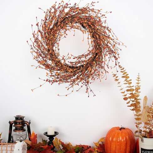 Fall Berry Wreath, 24 inches Fall Wreaths for Front Door Large Grapevine Wreath for Indoor and Outdoor Thanksgiving Day Wall Window Hanging Wedding Party Home Decor in Saudi Arabia