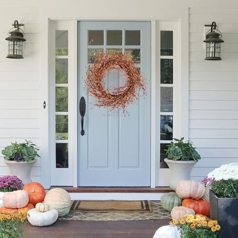 Fall Berry Wreath, 24 inches Fall Wreaths for Front Door Large Grapevine Wreath for Indoor and Outdoor Thanksgiving Day Wall Window Hanging Wedding Party Home Decor in Saudi Arabia