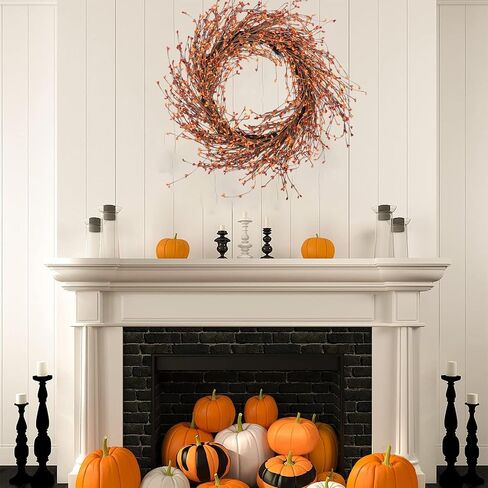 Fall Berry Wreath, 24 inches Fall Wreaths for Front Door Large Grapevine Wreath for Indoor and Outdoor Thanksgiving Day Wall Window Hanging Wedding Party Home Decor in Saudi Arabia