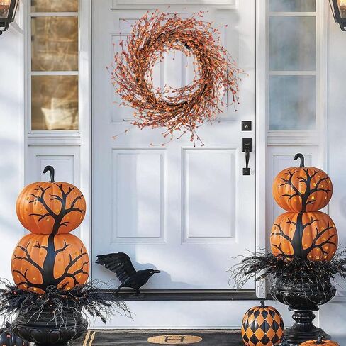 Fall Berry Wreath, 24 inches Fall Wreaths for Front Door Large Grapevine Wreath for Indoor and Outdoor Thanksgiving Day Wall Window Hanging Wedding Party Home Decor in Saudi Arabia