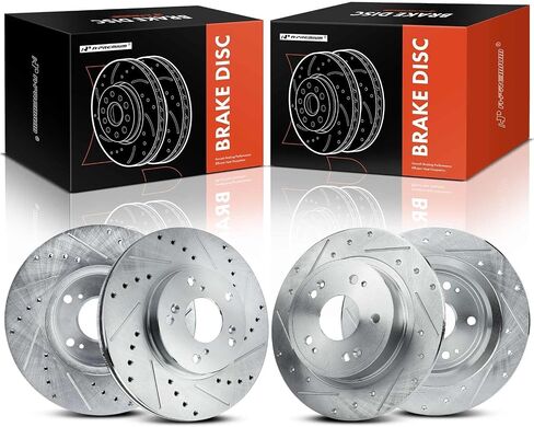 A-Premium Front and Rear Drilled and Slotted Disc Brake Rotors Compatible with Select Honda Models - Accord 2005-2016, Civic 2015, 4-PC Set in Saudi Arabia