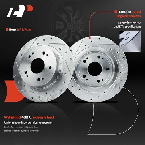 A-Premium Front and Rear Drilled and Slotted Disc Brake Rotors Compatible with Select Honda Models - Accord 2005-2016, Civic 2015, 4-PC Set in Saudi Arabia