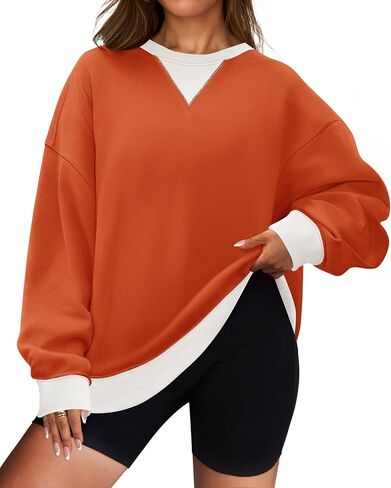 ZESICA Womens Crewneck Color Block Sweatshirts Oversized Long Sleeve Pullover Tunic Tops 2024 Fall Clothes Outfits in Saudi Arabia