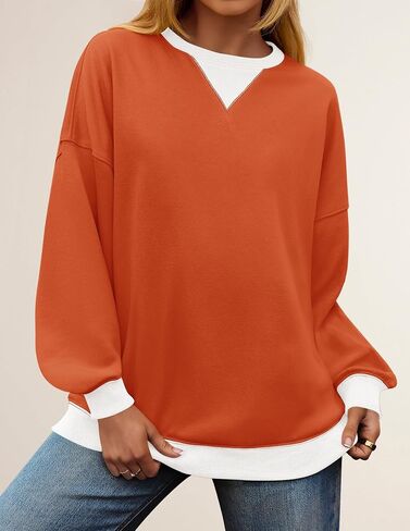 ZESICA Womens Crewneck Color Block Sweatshirts Oversized Long Sleeve Pullover Tunic Tops 2024 Fall Clothes Outfits in Saudi Arabia