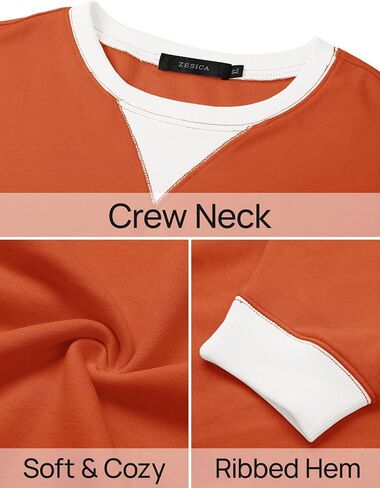 ZESICA Womens Crewneck Color Block Sweatshirts Oversized Long Sleeve Pullover Tunic Tops 2024 Fall Clothes Outfits in Saudi Arabia
